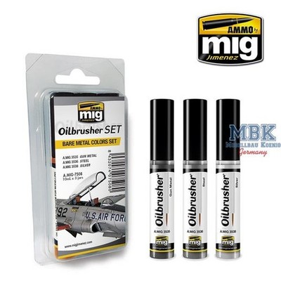 Ammo of MIG AMIG7508 Oilbrusher BARE METAL COLORS SET