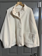 Thick Heavy Fleece Cream Popper Jacket With Cosy Lining Next Ladies Xxxl