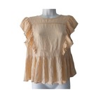 Boho Pfirsich Rüschen Cottagecore Bluse Top Pastell Kokett Minimalistisch Strukturiert S