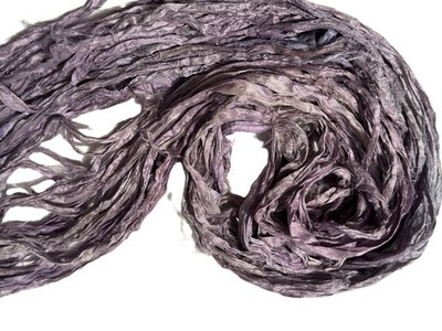 50 g Recycled Sari Silk Ribbon Yarn Pale Purple shade