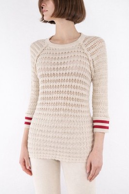 ISABEL MARANT ETOILE Häkel Strick Pullover Oberteil Ecru Baumwolle FR42 M L o...