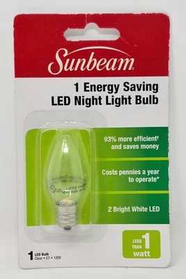 Sunbeam Energy Saving LED Night Light Bulb Sealed Candelabra Base Clear C7 120V - Image 1 of 4