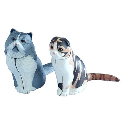 Kaiyodo Cat Scottish Fold & Persian Cat Figure 2pc Keychain Japan.