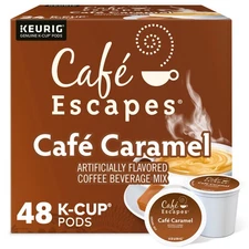 Cafe Escapes Cafe Caramel, Keurig K-Cup Pod, 48 Count