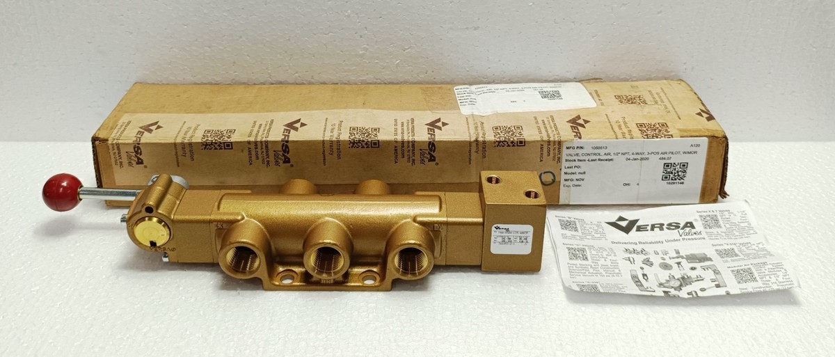 Versa VAA-4504-135-4003P Brass 4-Way 3-Pos Control Valve 1/2