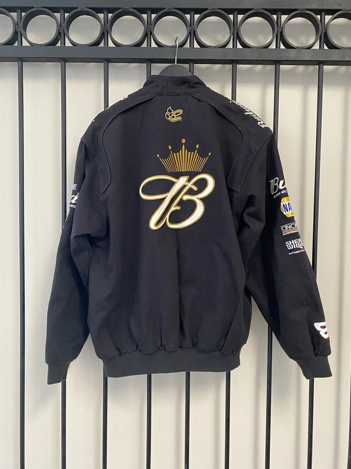 Jaqueta preta NASCAR Chase autêntica M Dale Earnhardt Jr Bud King Of Beer Racing - Imagem 2 de 4