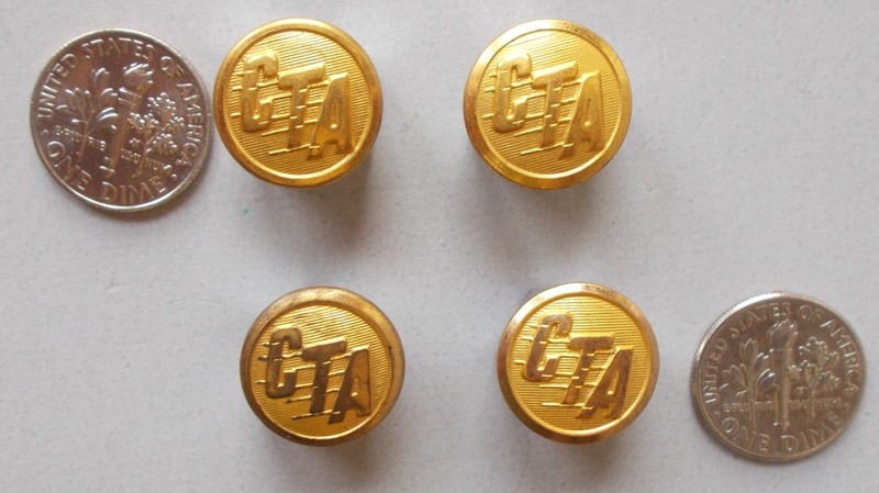 4 CTA Chicago Transit Authority brass buttons 9/16" Waterbury Button Co.