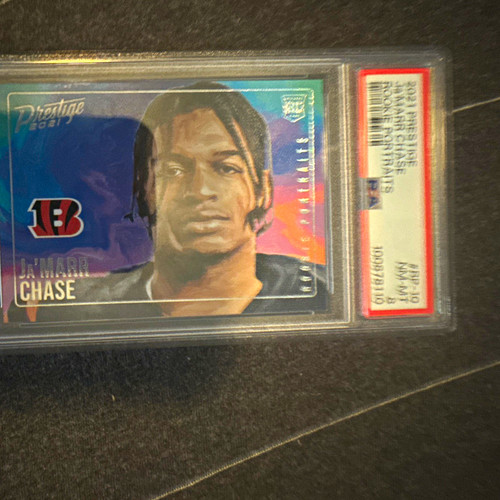 2021 Panini Prestige Rookie Portraits Ja'Marr Chase Bengals RP-10 RC PSA 8
