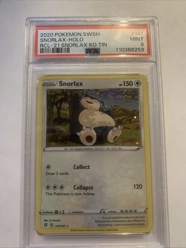 2020 Pokemon Sword & Shield Rebel Clash Snorlax Holo #141 RCL 21 Ko Tin PSA 9 💎