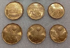 ARGENTINA 1978 FIFA WORLD CUP COINS (2 SETS, 6 COINS) UNC RARE FOOTBALL LOT PESO