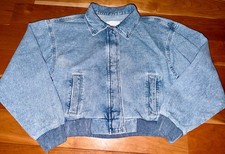 Celebrity Pink Medium Light Wash Denim Jacket with Snap Buttons and Ribbed Hem
