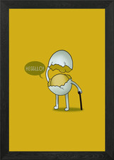 Heggllo! Uovo personaggio cartone animato incorniciato wall art poster quadro stampa su tela