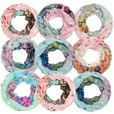 Loop Scarf Women Floral Print Floral Pattern Lightweight Round Scarf Colorful Shawl Wrap