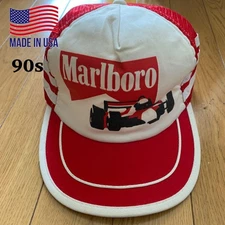 Marlboro Trucker Cap Red USA Made Tobacco Hat Snapback Japan Vintage 80s  Used
