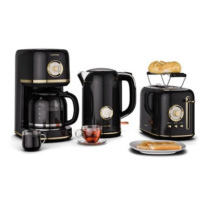 Klarstein Victoria Frühstücksset Toaster Wasserkocher Kaffeemaschine Schwarz