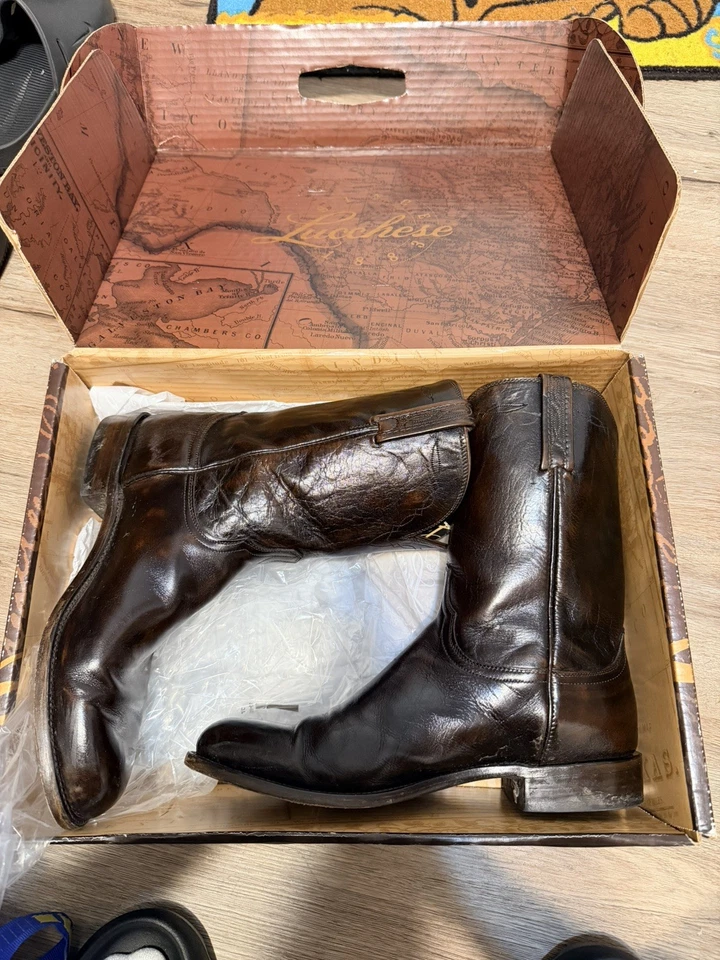 Lucchese  Men's Size 9.5B Leather Western Cowboy Roper Style - Image 2 of 4