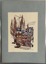 Vintage TWA Trans World Airlines Menu Boston Beacon Hill Artist David Klein 8x5”