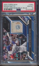 2024 Topps Now 188C Mookie Betts Game Used Base Relic Blue /49 PSA 10 POP 1