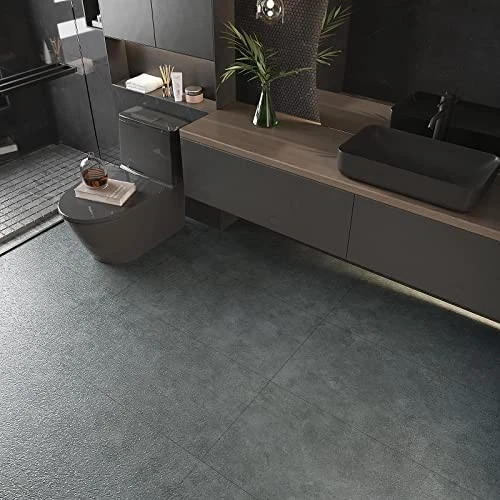  Azulejo de piso gris impermeable para pelar y pegar 12"" x 24"" caja de 24 azulejos Foto 4 de 4