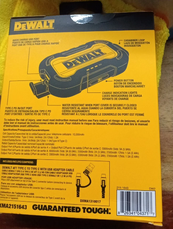 Banco de energía Dewalt (DXMA2151643) 10.000mAh Foto 2 de 2