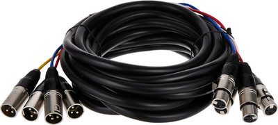 4-Channel XLR Male to XLR Female Snake Cable - 20 Feet - Black/Silver, Metal Con