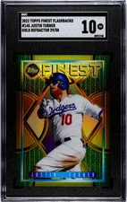 2022 Topps Finest Flashbacks #145 Justin Turner SGC 10 Gold Refractor /50