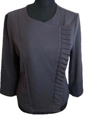Ann Taylor Loft Petite Women  s Asymmetrical Ruffled Trim Front Zip Blazer L/P