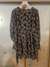 Topshop Tie Back Floral puff sleeve Vintage Inspired Dress Size 8