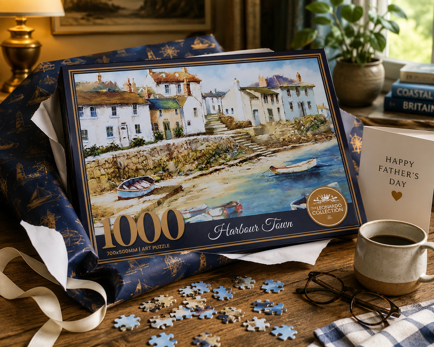 Harbour Town Jigsaw Puzzle 1000 Pieces Coastal Harbour Boats Seaside Puzzle Gift