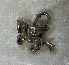 Hermes Pegasus 1993 Cadenas Padlock Lock Bag Charm Accessory Silver with Pouch