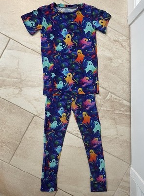 Bums & Roses Bamboo Halloween Glowin' Ghosties PJs Pajama Pant Set 7/8Y