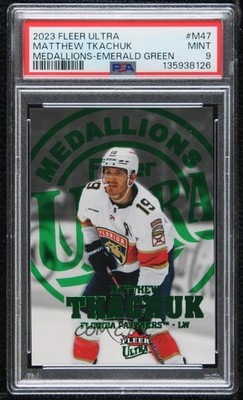 2023 Fleer Ultra Medallions Emerald Green 2/10 Matthew Tkachuk PSA 9 MINT 04e2