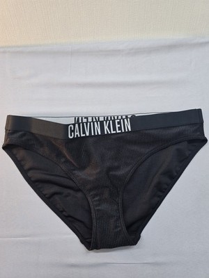 Calvin Klein Bikini Slip Schwarz L Mesh Logo Neu mit Etikett