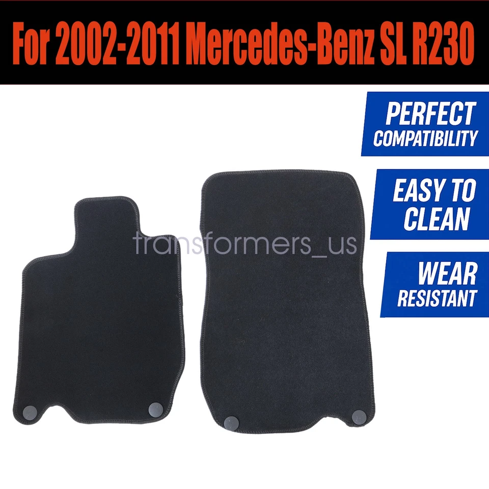 Alfombrillas de terciopelo delanteras y traseras 2002-2011 para Mercedes Benz Clase SL R230 Foto 3 de 4