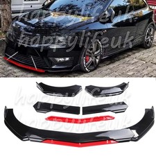 For Seat Ibiza FR Gloss Front Bumper Red Lip Splitter Spoiler Chin + Strut Rods
