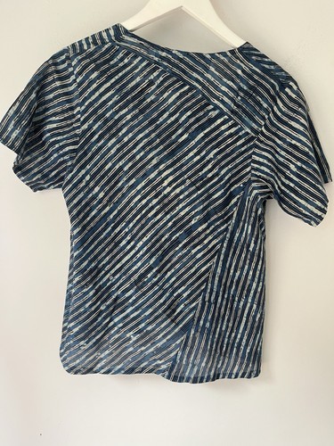 Camicetta Anokhi Handwork’s Vintage Bias Cut leggera cotone indiano blu Uk14 - Foto 5 di 7