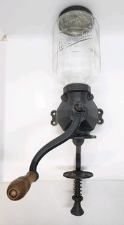 Vintage Arcade Crystal No. 4 Wall Mount Cast Iron Coffee Grinder Working
