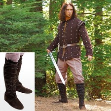 Medieval Robin Hood - Locksley Suede Calf Boots Costume Re-enactment Stage LARP