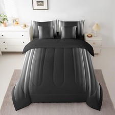 Geometric Abstract Ombre 7 Piece Bedding Set Men Adults Teens Grey Gray and B...