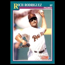 Rich Rodriguez Rookie #593 1991 Score San Diego Padres Baseball Card MLB. rookie card picture
