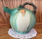Roseville Pinecone Green 1940 Vintage Pottery Ice Lip Ceramic Pitcher 1321 *Z017