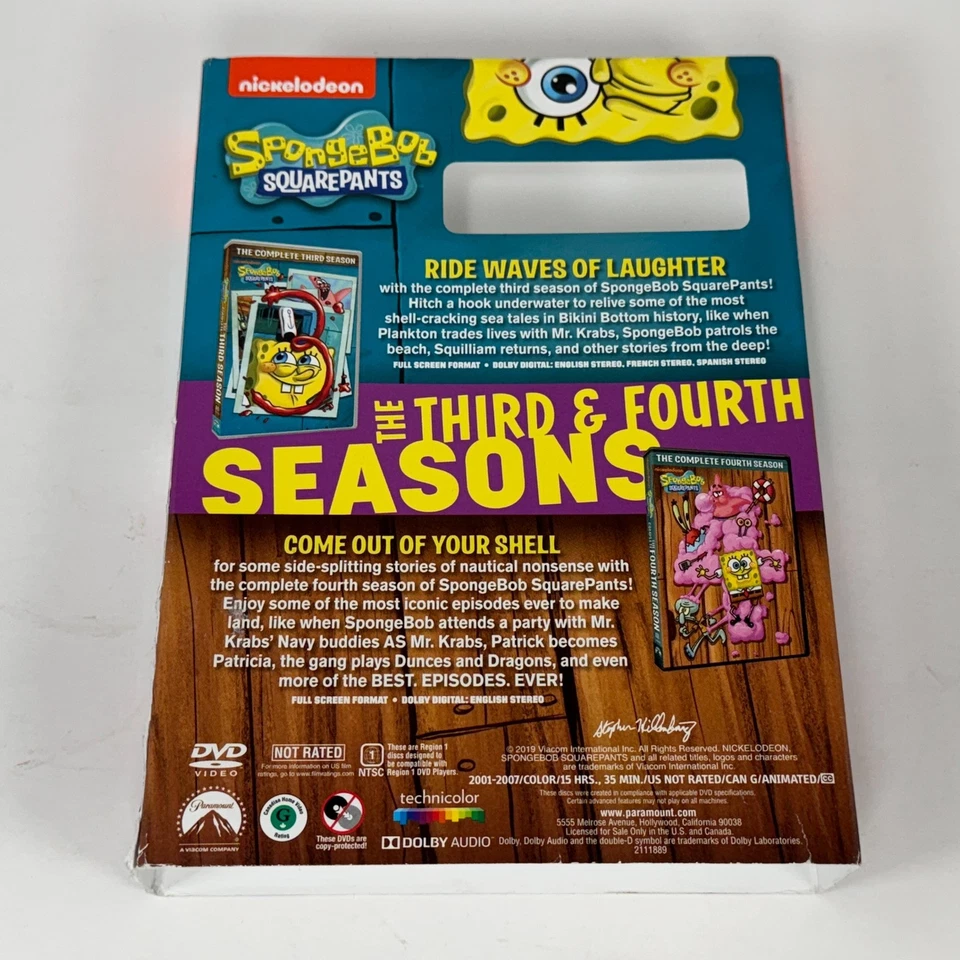 Spongebob Squarepants: Complete Third Fourth Season DVD 8 Disc Set Slipcover 3 4 - Image 3 of 4