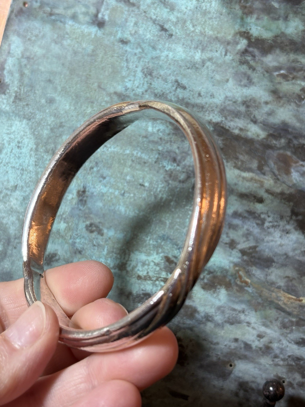 925 Sterling Silver Electroform Bangle Bracelet - image 4