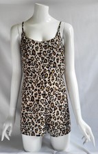 Ladies New Look Leopardl Print Strappy Playsuit Romper - Size 12