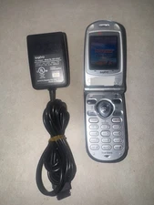 Sanyo SCP-8100 Silver Vintage Flip Phone Sprint With Charger Battery FUNCTIONS