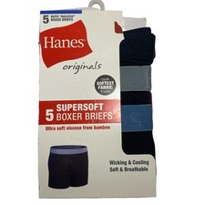 Hanes Originals Boys SuperSoft Boxer Briefs 5Pk Multicolor Size Medium 8-10