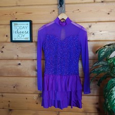 Weissman Dance Costume Purple Sequin Tiered Skirt 11960 I See a Victory Adult M
