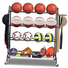 Basketball Rack, Rolling Basketball Shooting Training Stand,Sports Black