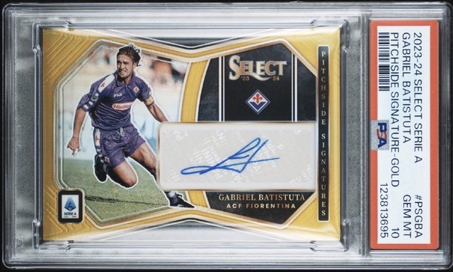 2023-24 Select Serie A Gabriel Batistuta Gold Auto /10 Fiorentina PSA 10 Pop 1