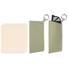 2Pcs Portable Leather Glasses Case with 2 Glasses Cloth, Spring Coil Gray